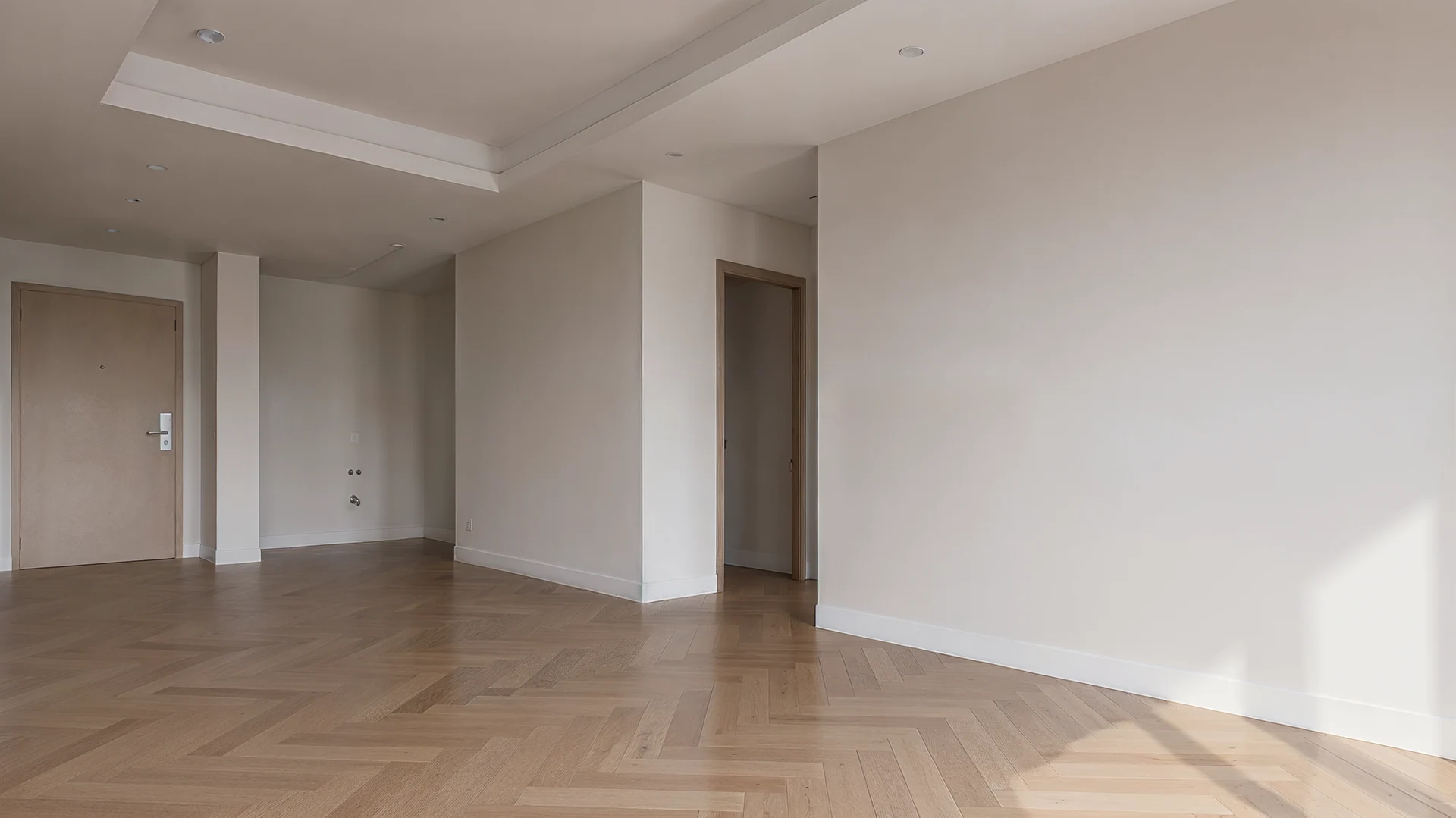 Apartment Renovation — Before — living area toward the entrance